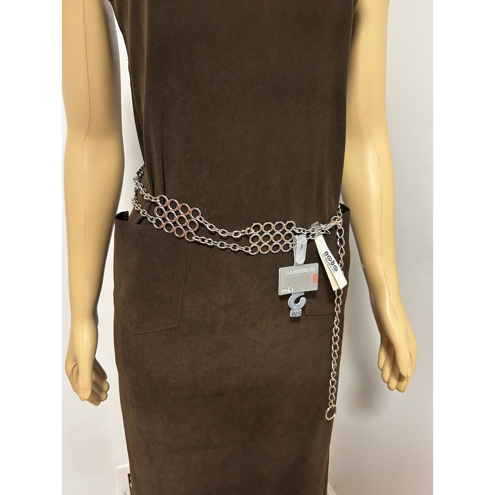 Y2K No Boundaries Silver Tone Double Row Circle Link Chain Belt SM NWT